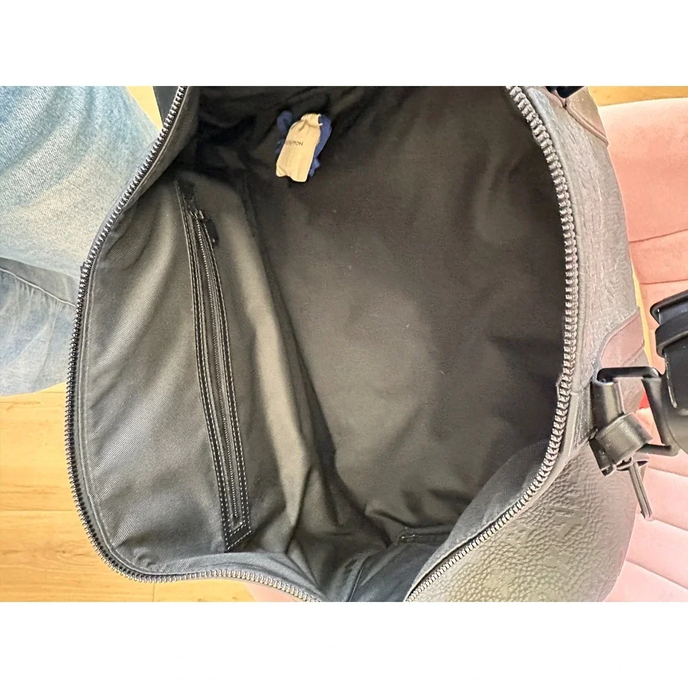 Louis Vuitton Monogram Empreinte Keepall Bandouliere 50 Black Leather Duffel Bag